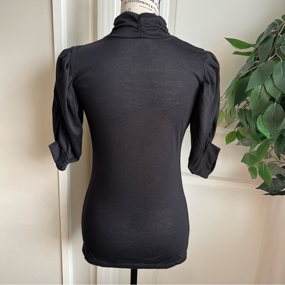Mandee Pleated Half Sleeves Turtleneck Top Black Sz M - Picture 10 of 16